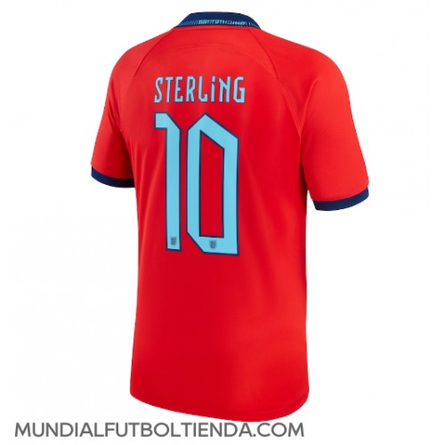 Camiseta Inglaterra Raheem Sterling #10 Segunda Equipación Replica Mundial 2022 mangas cortas